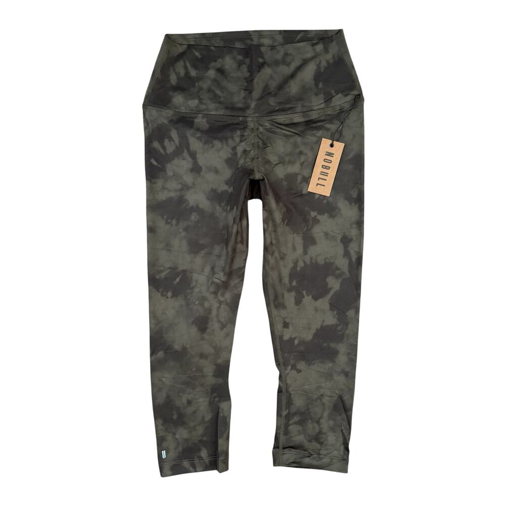 NWT NOBULL High-Rise Matte Crop Tight Size S Green and Black Tie Dye
